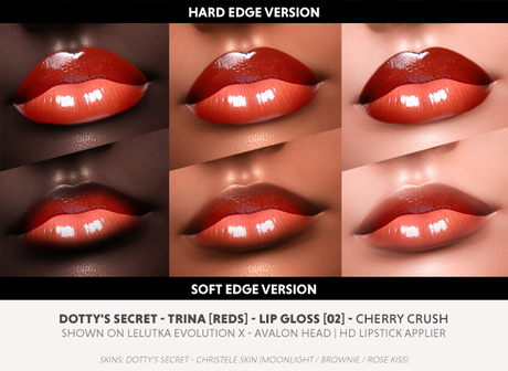 Second Life Marketplace - Dotty's Secret - Trina - Lip Gloss [REDS] [EVOX]